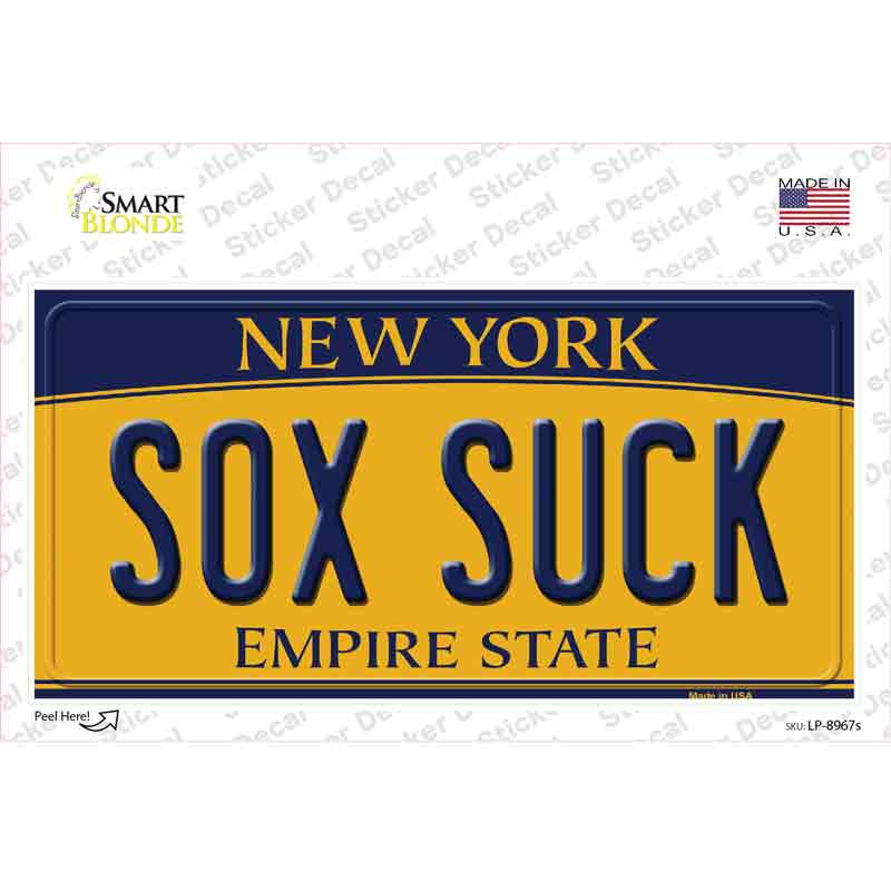 LP-8967s-M Sox Suck   York Novelty Sticker Decal, Medium