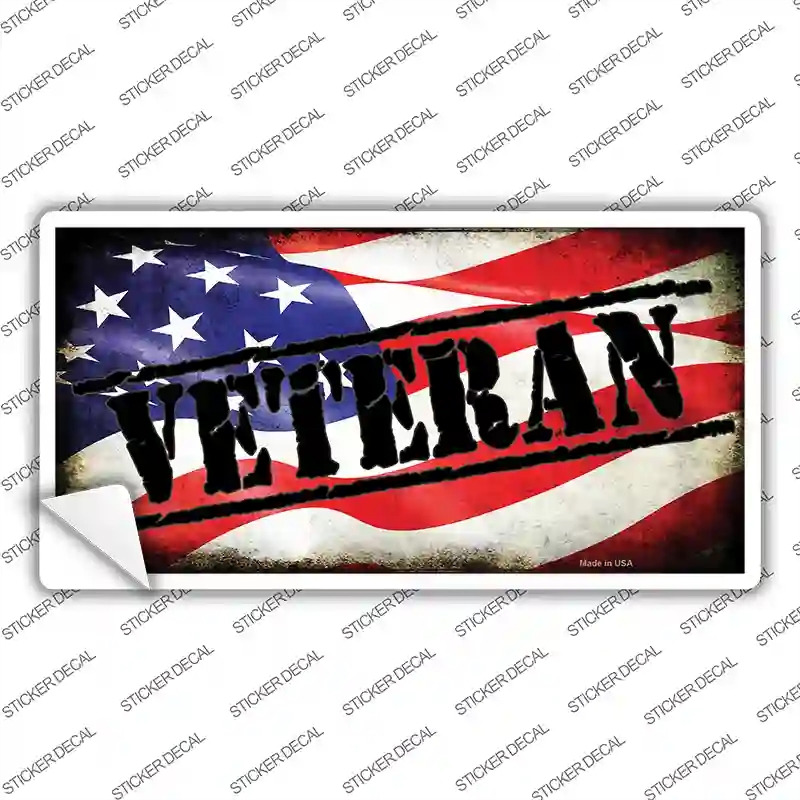 LP-9349s-L Veteran American Flag Novelty Sticker Decal, Large