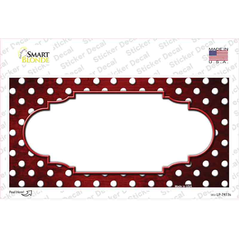 LP-7413s-M Red White Small Dots Scallop Oil Rubbed Novelty Sticker Decal, Medium