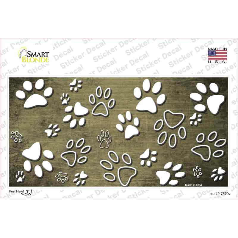LP-7570s-M Gold White Paw Oil Rubbed Novelty Sticker Decal, Medium