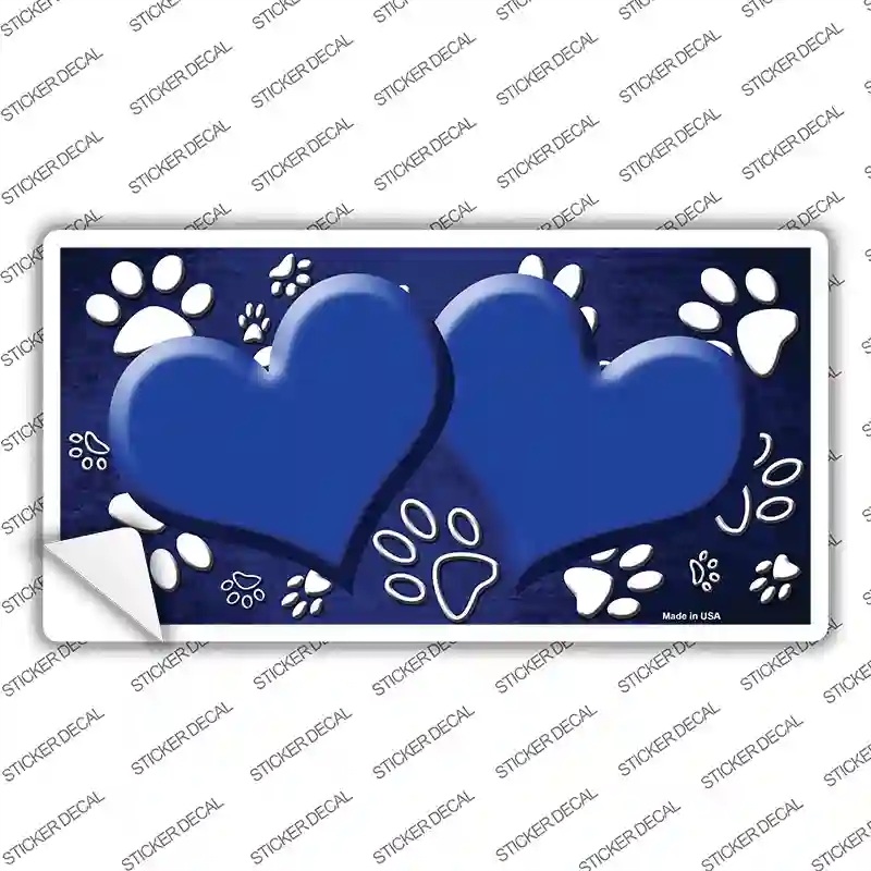 LP-7575s-S Paw Heart Blue White Novelty Sticker Decal, Small