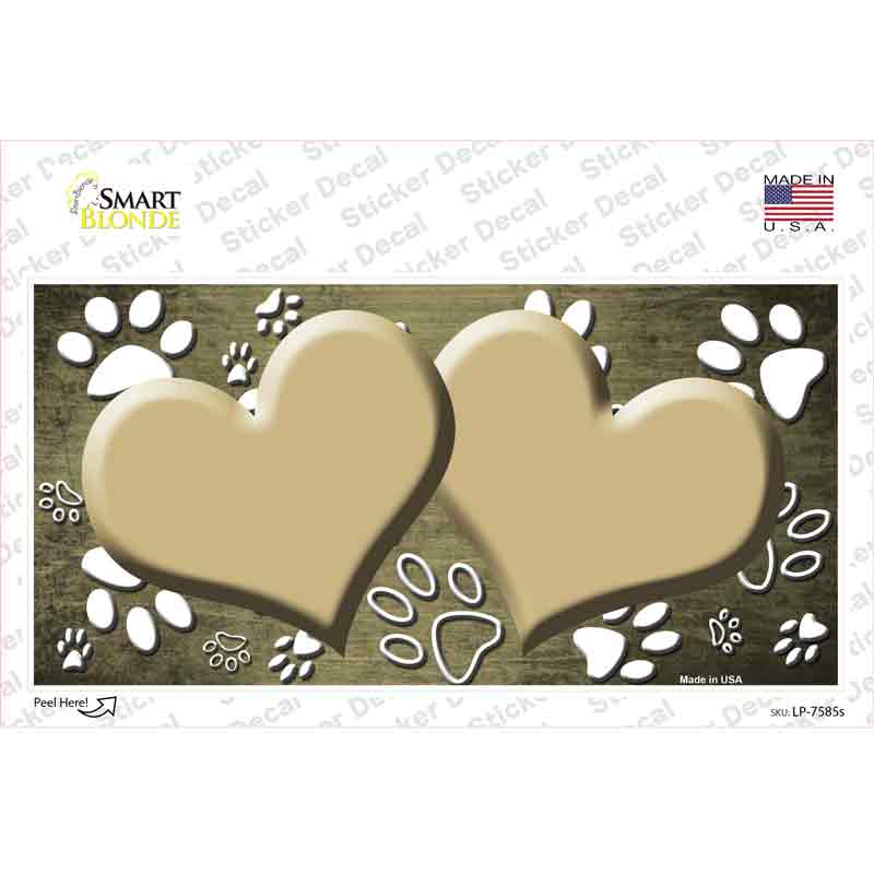 LP-7585s-M Paw Heart Gold White Novelty Sticker Decal, Medium