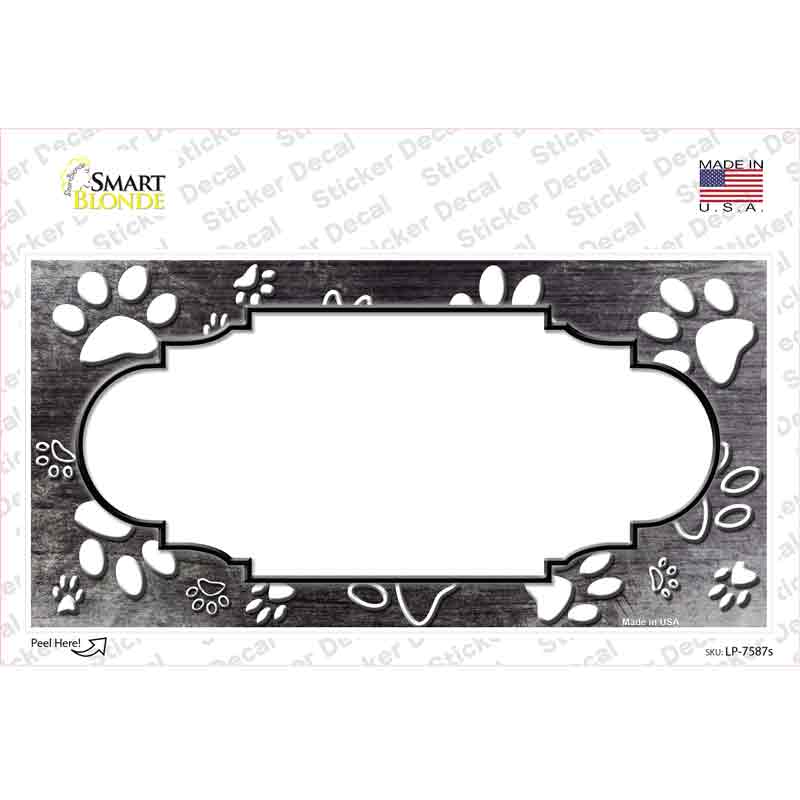 LP-7587s-M Paw Scallop Black White Novelty Sticker Decal, Medium