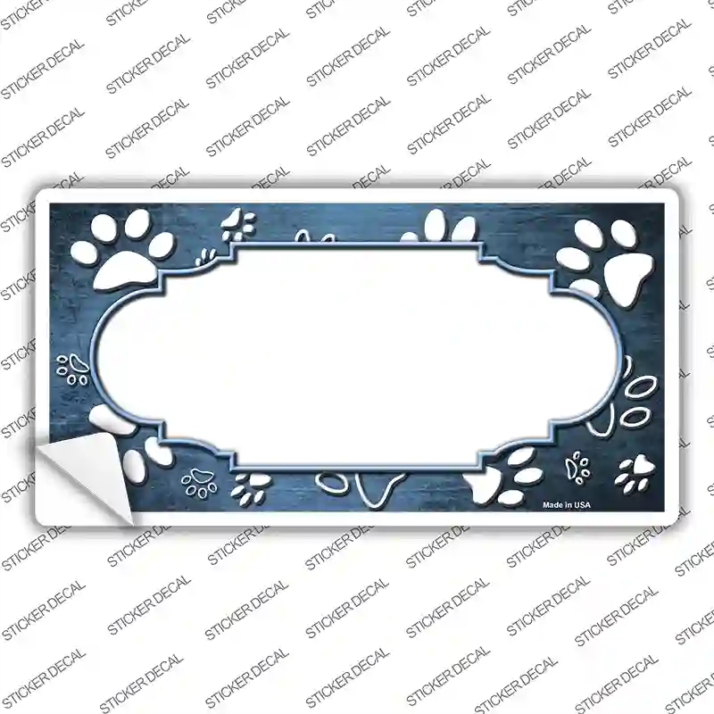 LP-7597s-L Paw Scallop Light Blue White Novelty Sticker Decal, Large