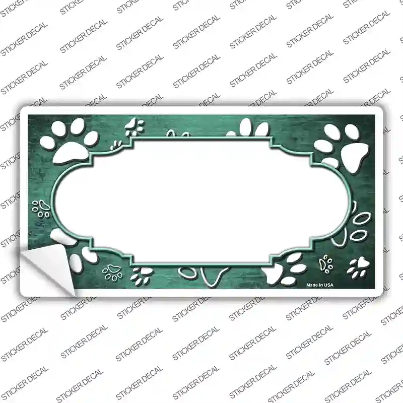 LP-7601s-XL Paw Scallop Mint White Novelty Sticker Decal, Extra Large