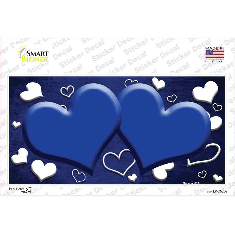 LP-7620s-M Blue White Love Hearts Oil Rubbed Novelty Sticker Decal, Medium