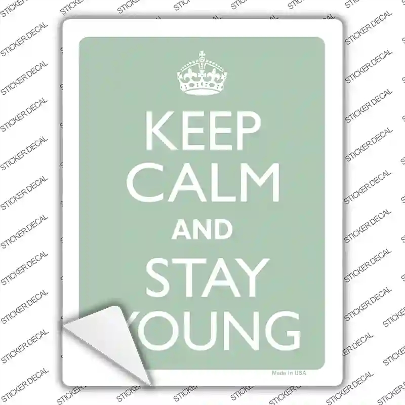 P-2151s-XL Keep Calm & Stay Young Novelty Rectangle Sticker Decal, Extra Large