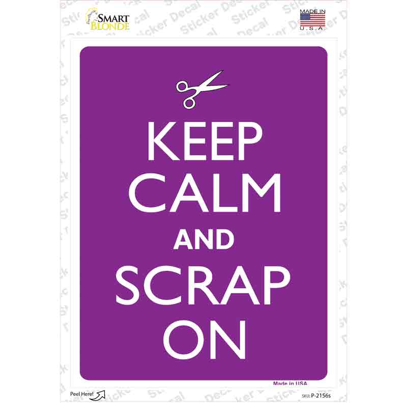P-2156s-M Keep Calm & Scrap on Novelty Rectangle Sticker Decal, Medium