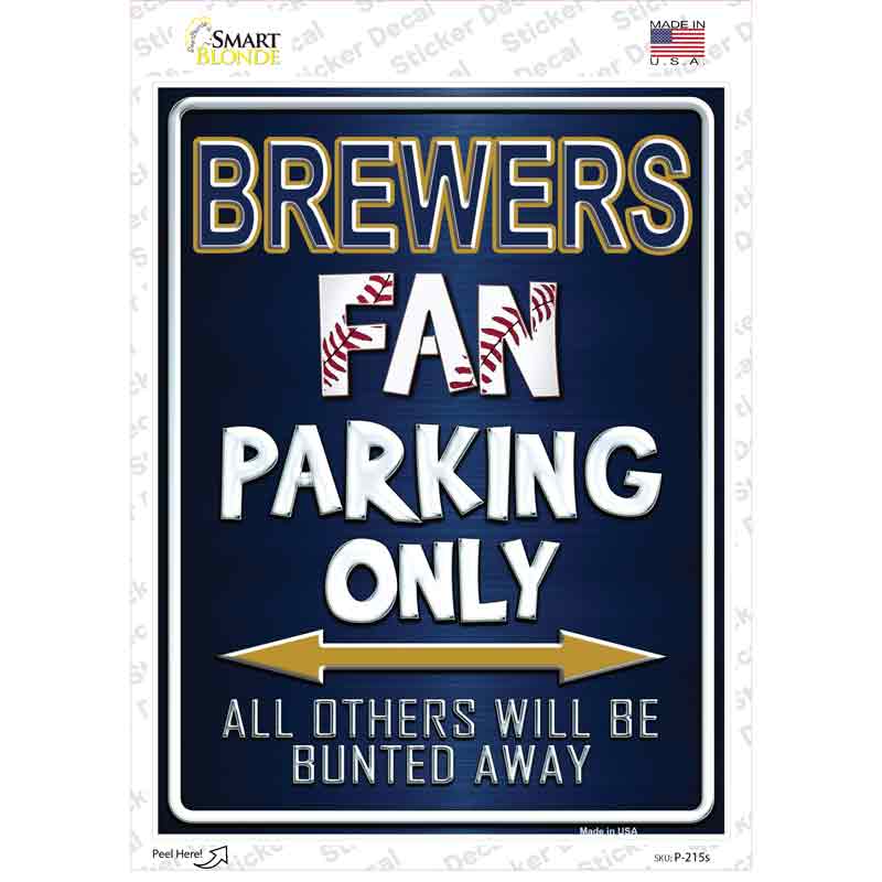 P-215s-M Brewers Novelty Rectangle Sticker Decal, Medium