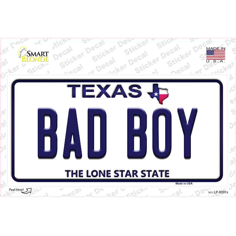 LP-9391s-M Bad Boy Texas Novelty Sticker Decal, Medium
