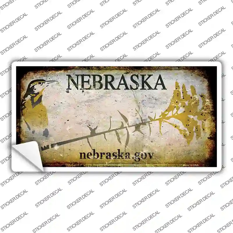 LP-9499s-XL Nebraska Rusty Background Novelty Sticker Decal, Extra Large
