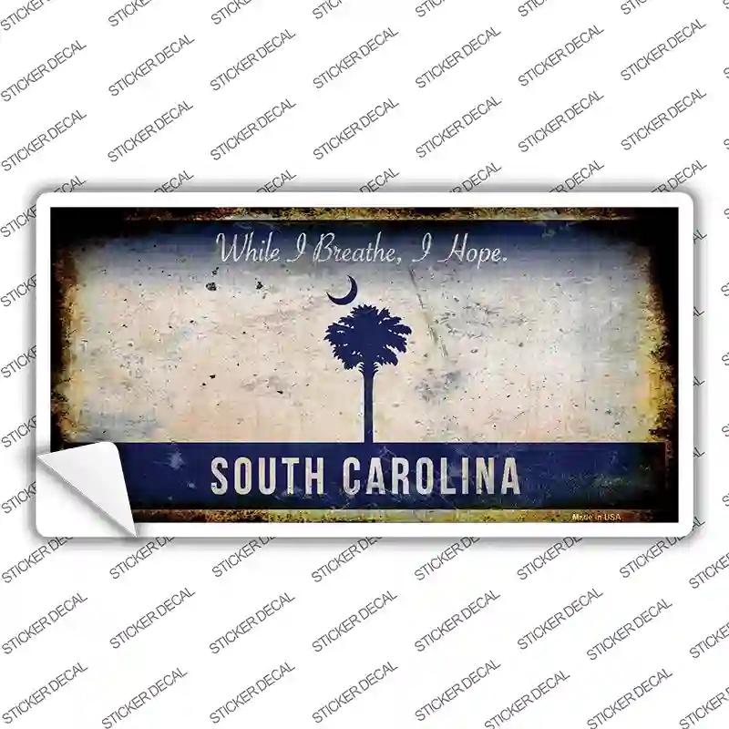 LP-9506s-L South Carolina Rusty Background Novelty Sticker Decal, Large
