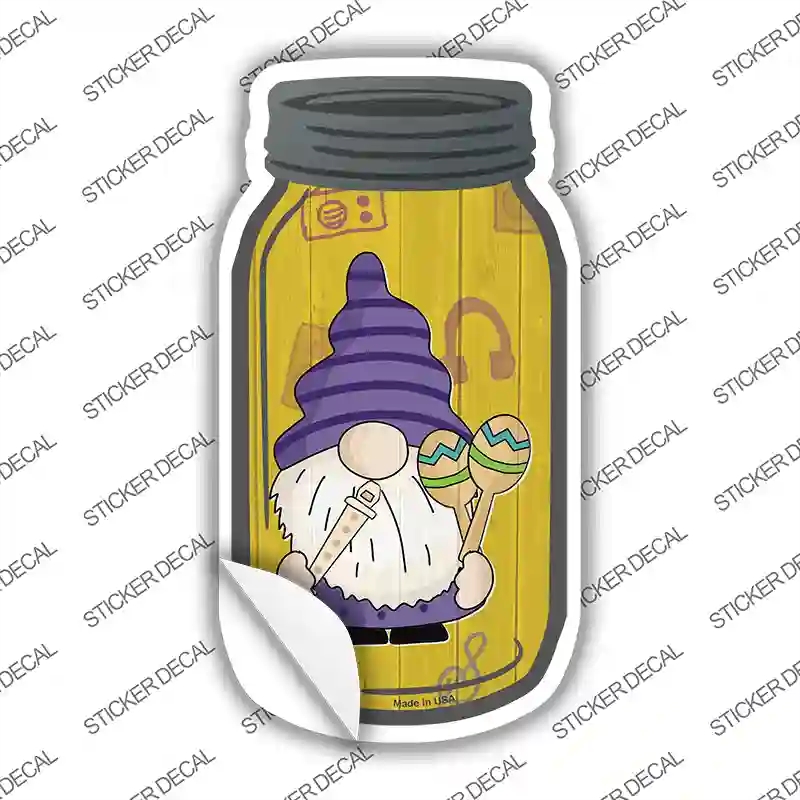 MJ-758s-S Gnome with Recorder Novelty Mason Jar Sticker Decal, Small