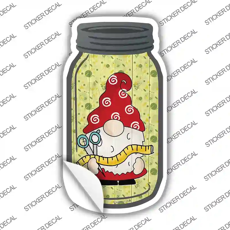 MJ-771s-L Gnome with Ruler Novelty Mason Jar Sticker Decal, Large
