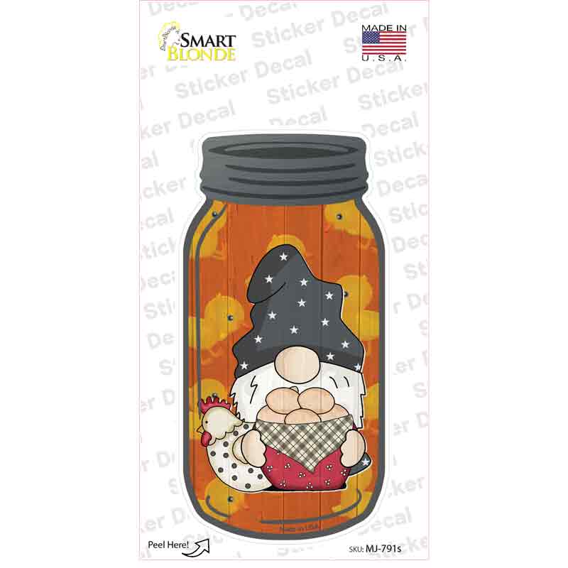 MJ-791s-M Gnome with Eggs Orange Novelty Mason Jar Sticker Decal, Medium
