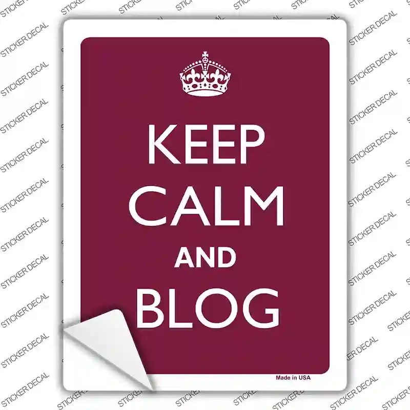 P-2199s-S Keep Calm & Blog Novelty Rectangle Sticker Decal, Small