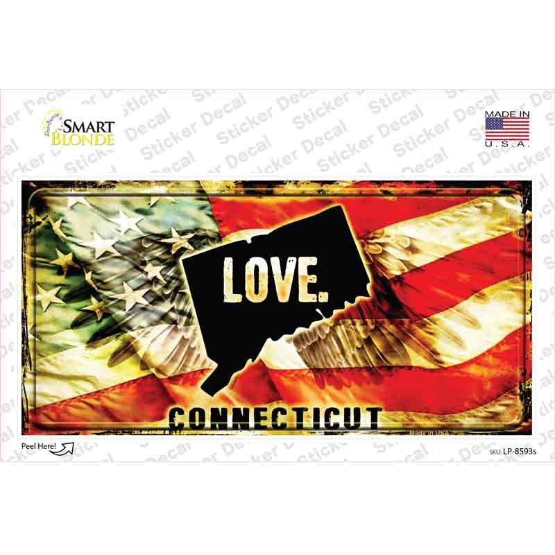 LP-8593s-M Connecticut Love Novelty Sticker Decal, Medium