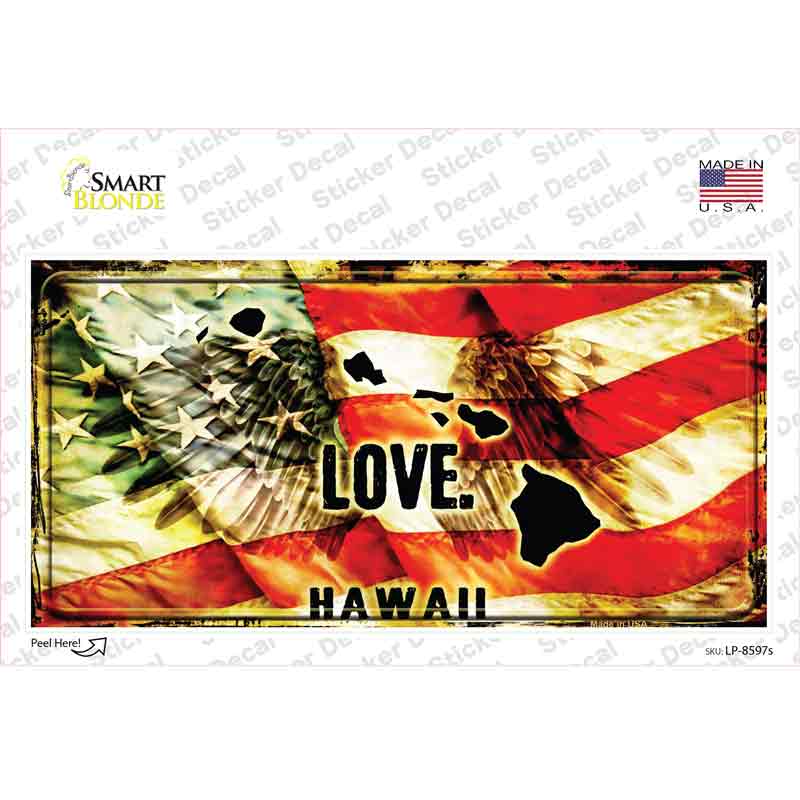 LP-8597s-M Hawaii Love Novelty Sticker Decal, Medium
