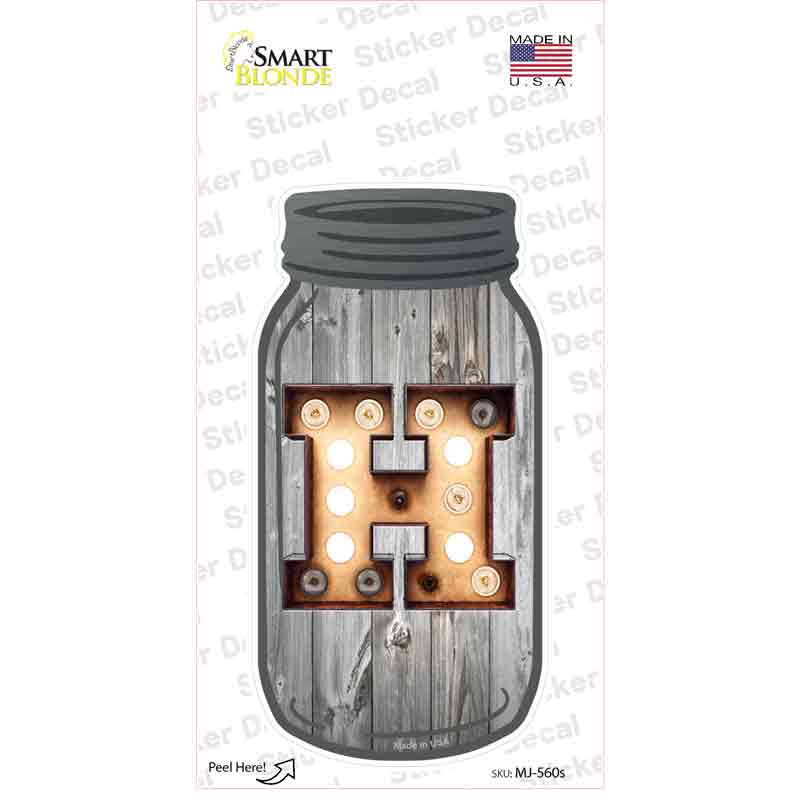 MJ-560s-M H Bulb Lettering Novelty Mason Jar Sticker Decal, Medium