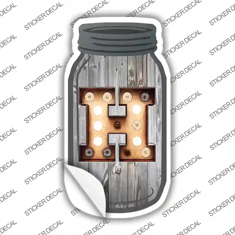 MJ-560s-S H Bulb Lettering Novelty Mason Jar Sticker Decal, Small