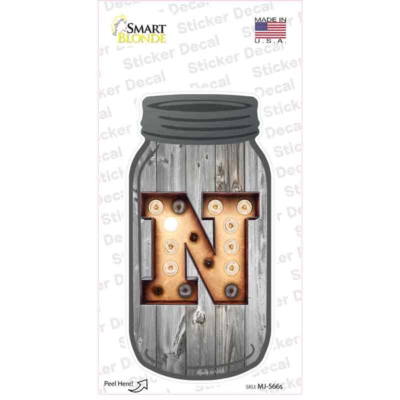 MJ-566s-M N Bulb Lettering Novelty Mason Jar Sticker Decal, Medium