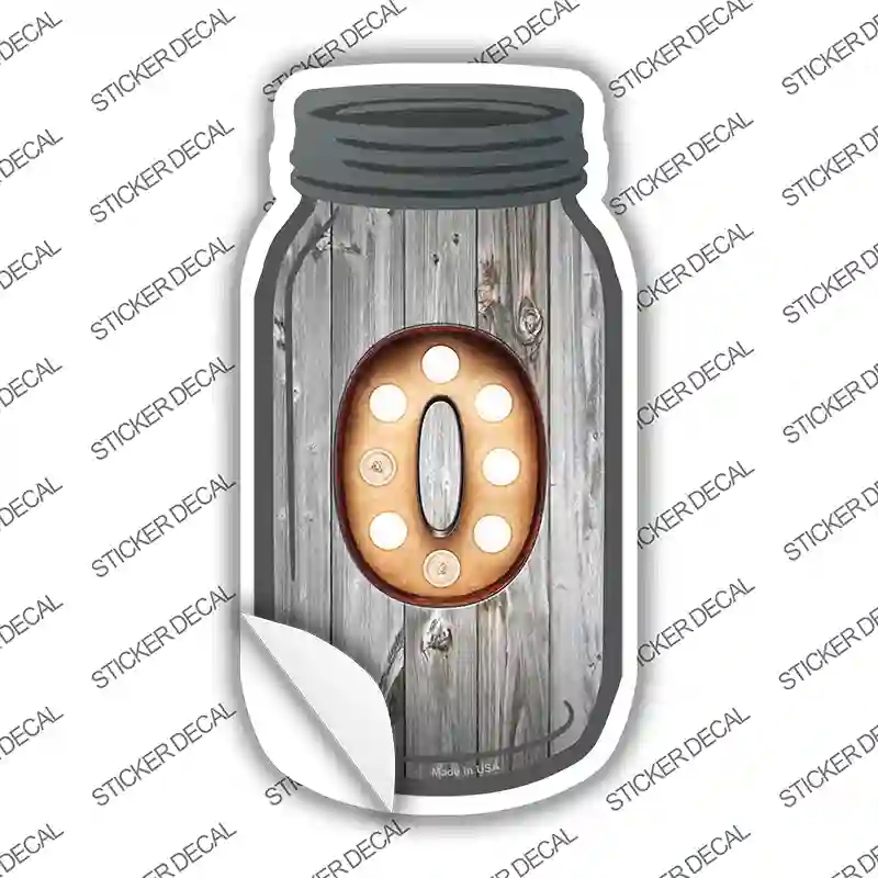 MJ-579s-S 0 Bulb Lettering Novelty Mason Jar Sticker Decal, Small