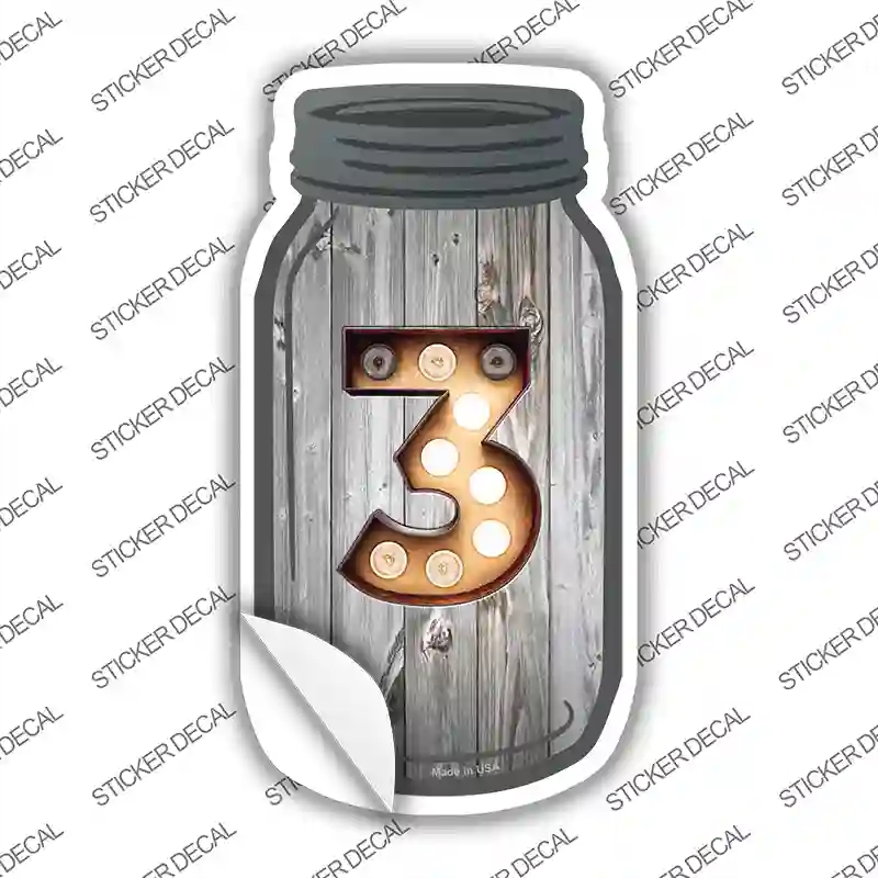 MJ-582s-S 3 Bulb Lettering Novelty Mason Jar Sticker Decal, Small