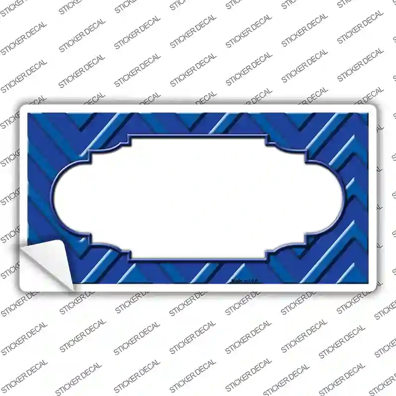 LP-4983s-XL Blue Light Blue Scallop Chevron Novelty Sticker Decal, Extra Large
