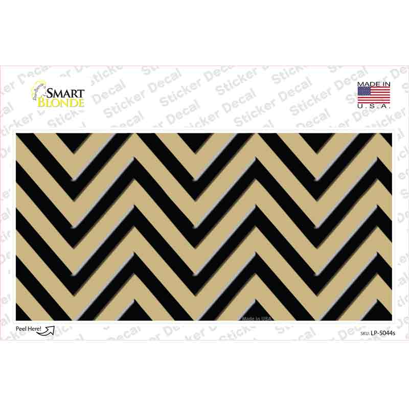LP-5044s-M Gold Black Chevron Novelty Sticker Decal, Medium