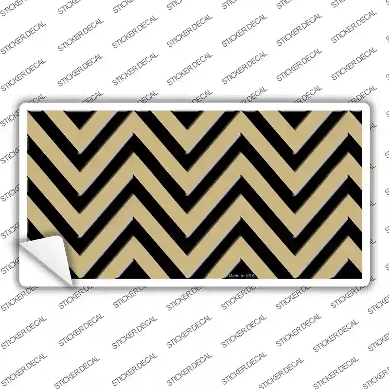 LP-5044s-S Gold Black Chevron Novelty Sticker Decal, Small