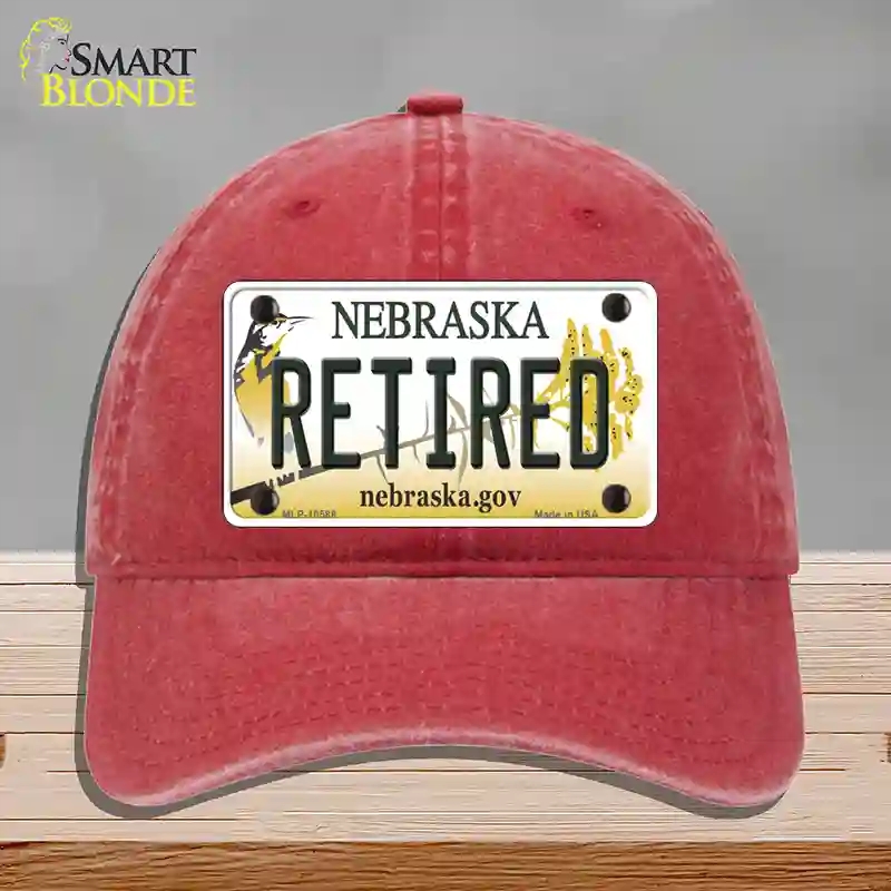 HAT13-MLP-10588 Retired Nebraska Novelty License Plate Hat, Unconstructed Cotton - Red