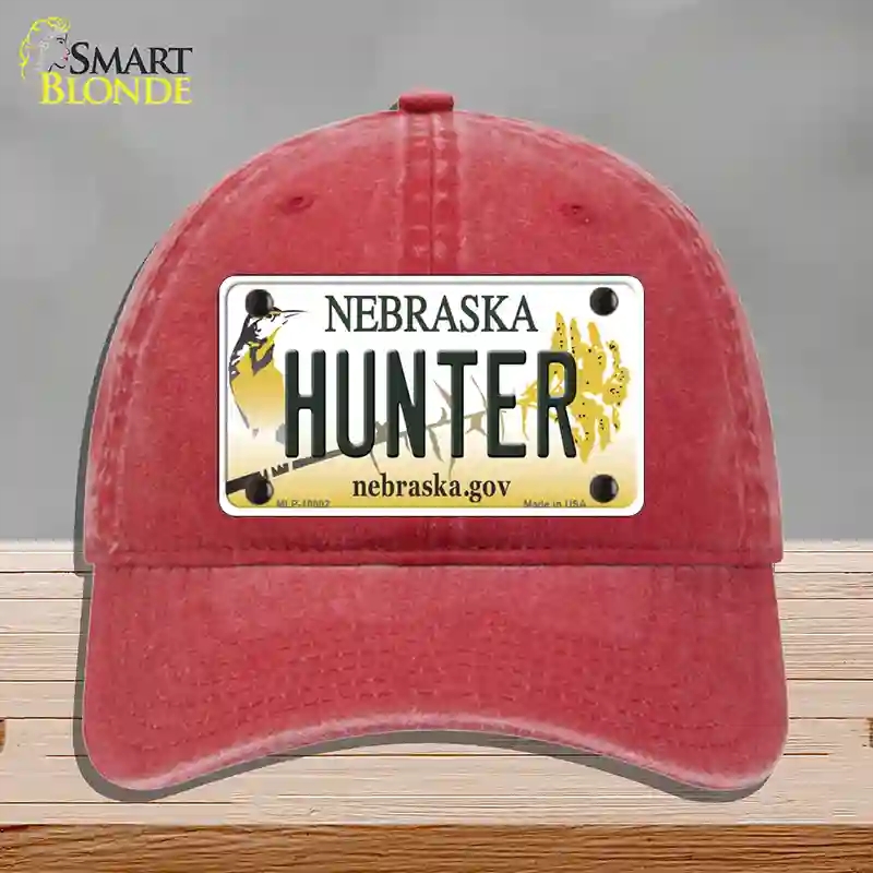 HAT13-MLP-10602 Hunter Nebraska Novelty License Plate Hat, Unconstructed Cotton - Red