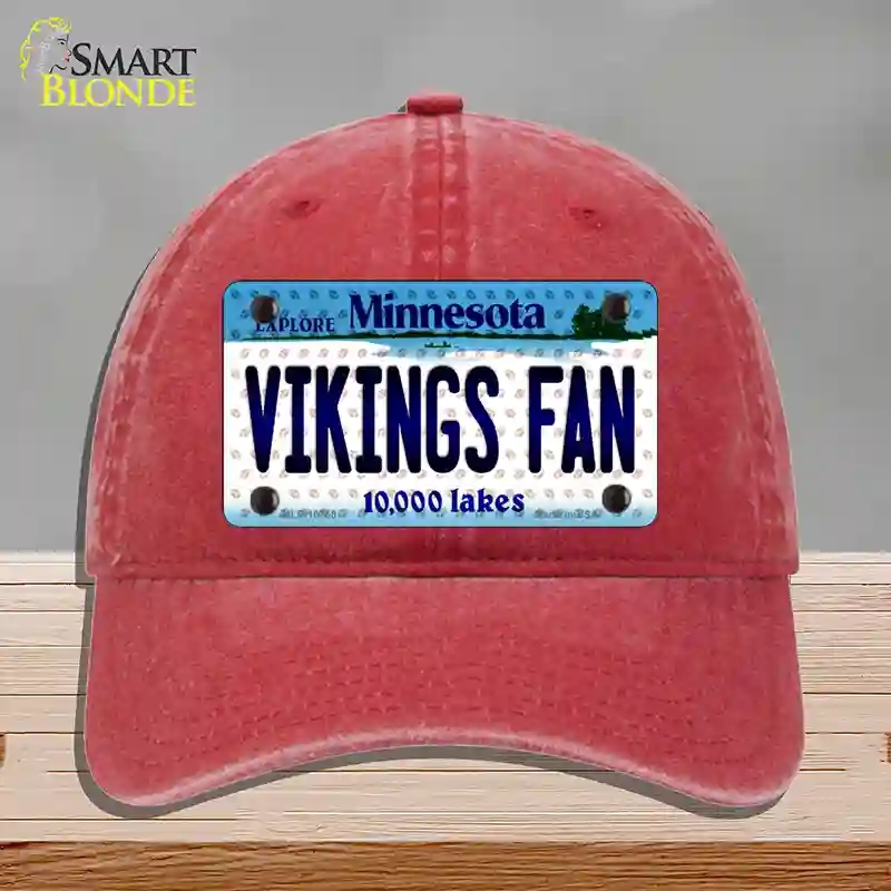 HAT13-MLP-10768 Vikings Fan Minnesota Novelty License Plate Hat, Unconstructed Cotton - Red