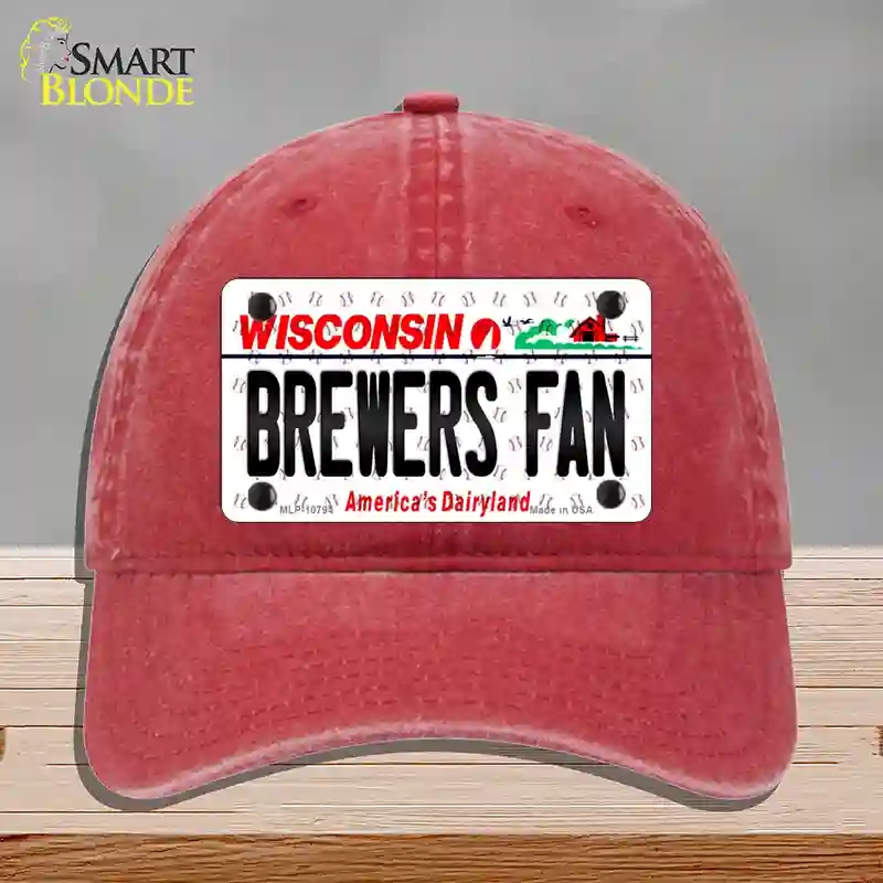 HAT13-MLP-10794 Brewers Fan Wisconsin Novelty License Plate Hat, Unconstructed Cotton - Red