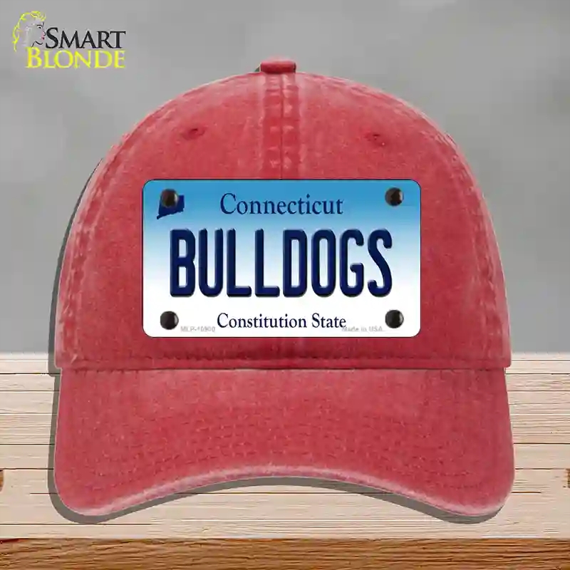 HAT13-MLP-10900 Bulldogs Connecticut Novelty License Plate Hat, Unconstructed Cotton - Red