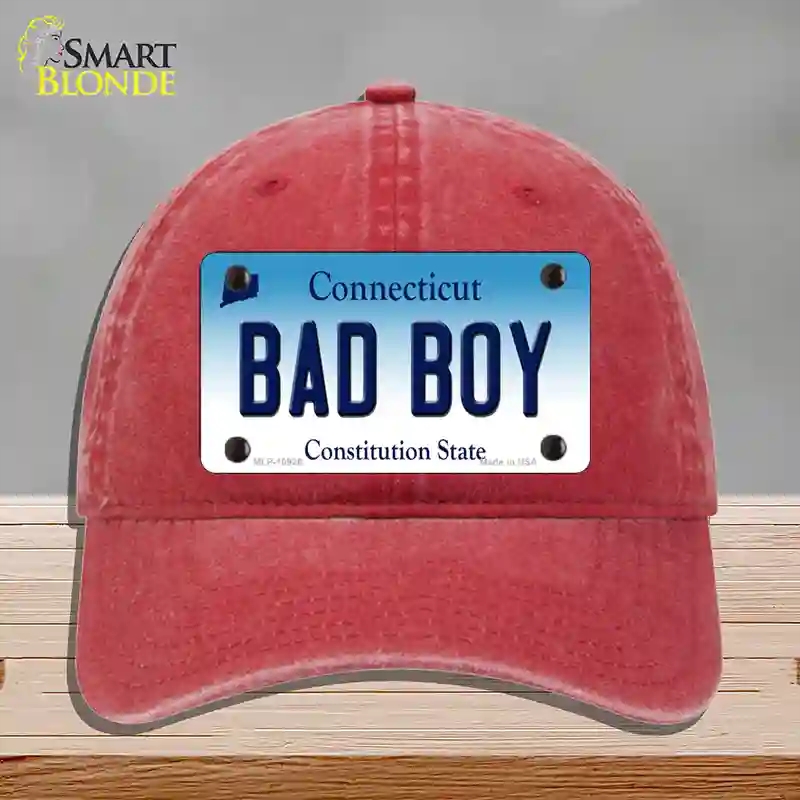 HAT13-MLP-10926 Bad Boy Connecticut Novelty License Plate Hat, Unconstructed Cotton - Red