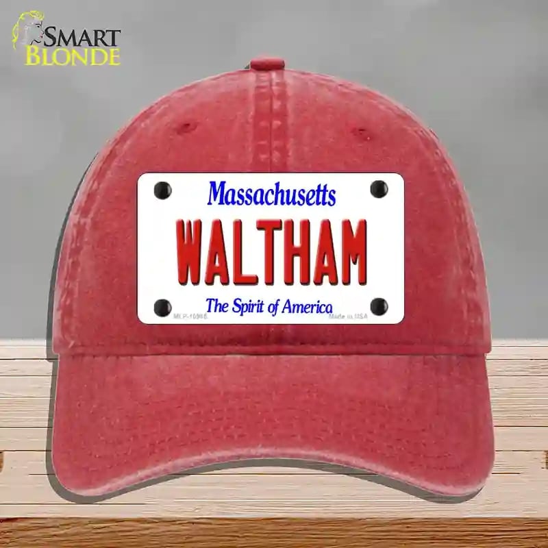 HAT13-MLP-10985 Waltham Massachusetts Novelty License Plate Hat, Unconstructed Cotton - Red