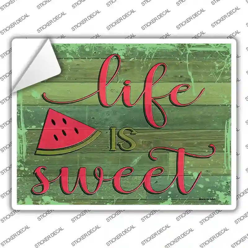 P-3521s-S Life is Sweet Novelty Rectangular Sticker Decal, Small