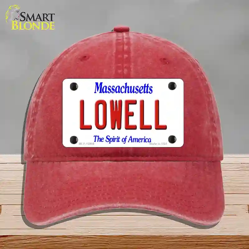 HAT13-MLP-10986 Lowell Massachusetts Novelty License Plate Hat, Unconstructed Cotton - Red