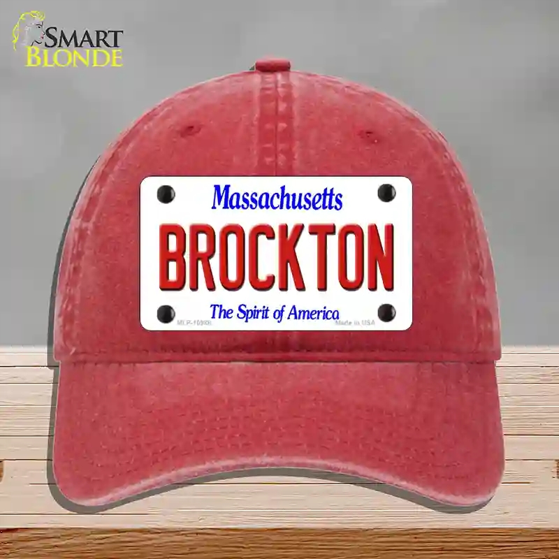 HAT13-MLP-10988 Brockton Massachusetts Novelty License Plate Hat, Unconstructed Cotton - Red