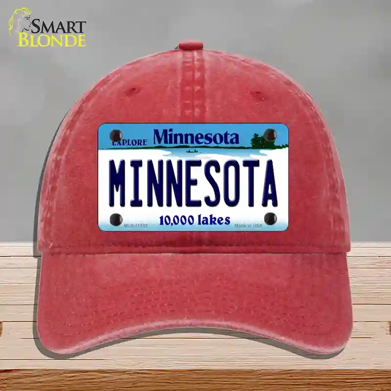 HAT13-MLP-11032 Minnesota State Novelty License Plate Hat, Unconstructed Cotton - Red