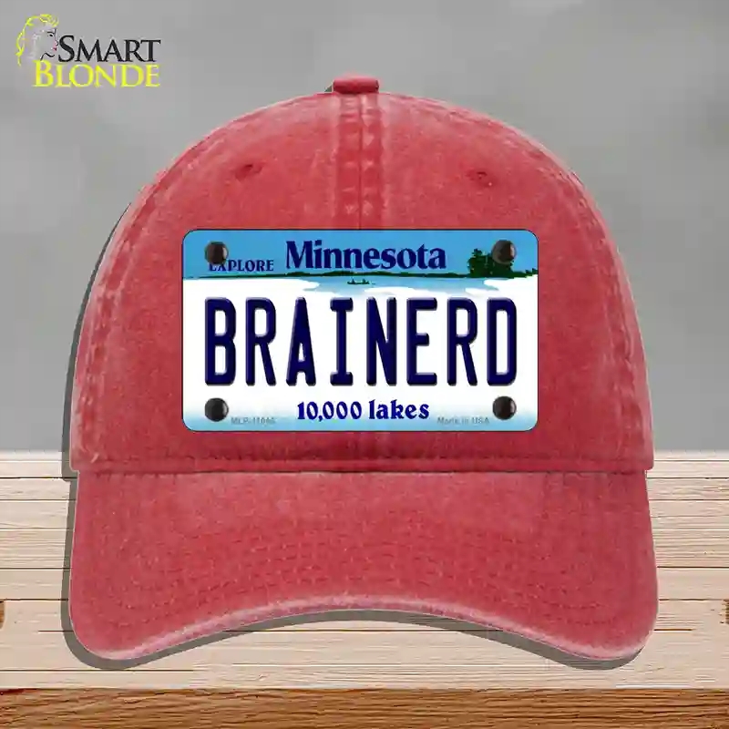 HAT13-MLP-11045 Brainerd Minnesota State Novelty License Plate Hat, Unconstructed Cotton - Red