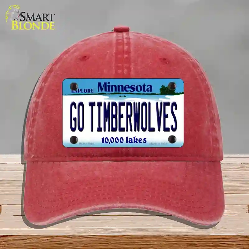 HAT13-MLP-11055 Go Timberwolves Minnesota State Novelty License Plate Hat, Unconstructed Cotton - Red