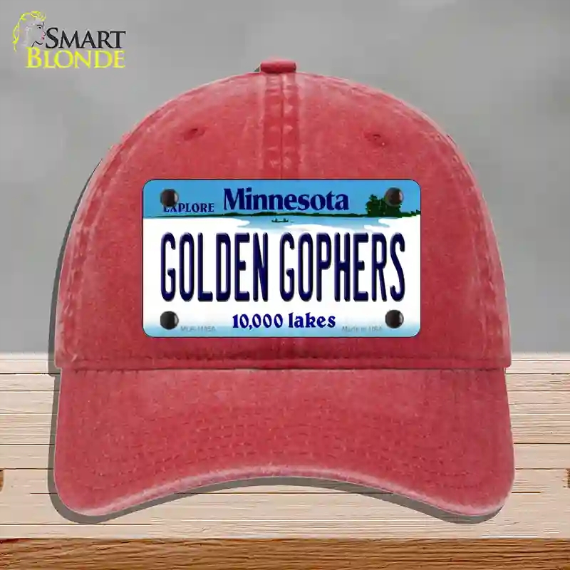 HAT13-MLP-11056 Golden Gophers Minnesota State Novelty License Plate Hat, Unconstructed Cotton - Red