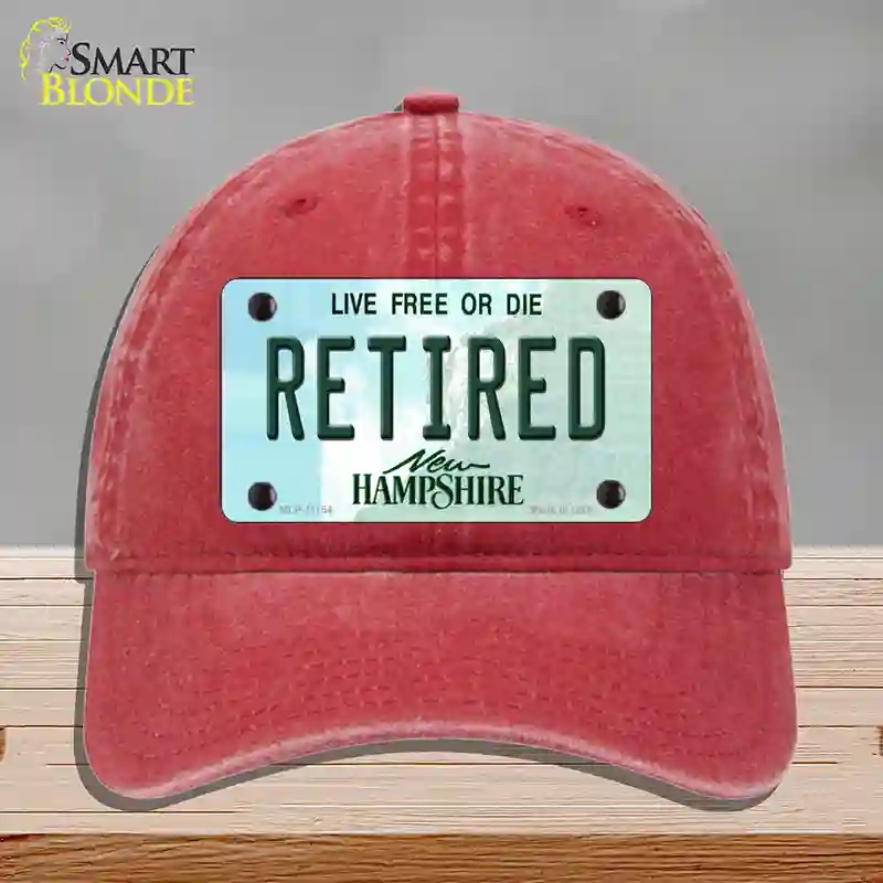 HAT13-MLP-11154 Retired   Hampshire State Novelty License Plate Hat, Unconstructed Cotton - Red
