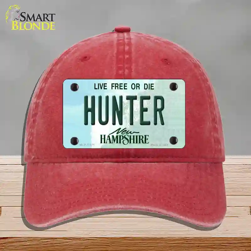 HAT13-MLP-11171 Hunter   Hampshire State Novelty License Plate Hat, Unconstructed Cotton - Red