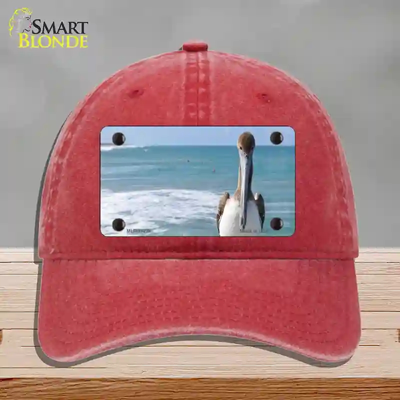 HAT13-MLP-11238 Pelican Ocean Novelty License Plate Hat, Unconstructed Cotton - Red