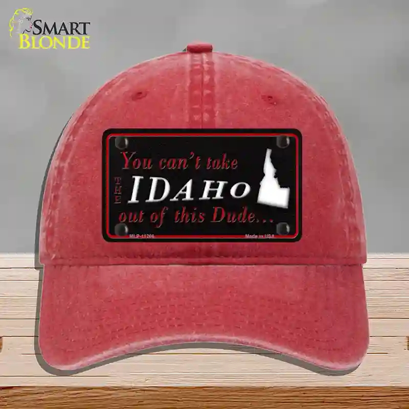 HAT13-MLP-11266 Idaho Dude Novelty License Plate Hat, Unconstructed Cotton - Red