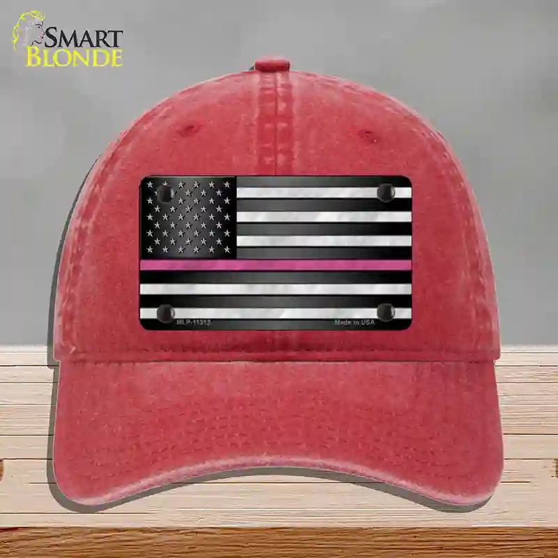 HAT13-MLP-11312 Thin Pink Line Novelty License Plate Hat, Unconstructed Cotton - Red