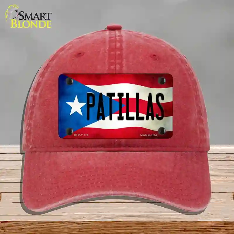HAT13-MLP-11370 Patillas Puerto Rico Flag Novelty License Plate Hat, Unconstructed Cotton - Red